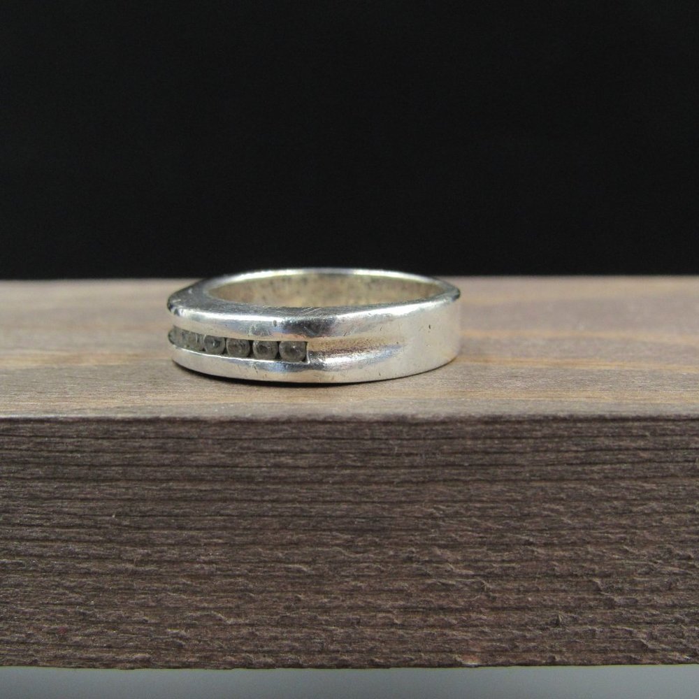 Size 6 Sterling Silver Thick Channel CZ Ring - Picture 2 of 8